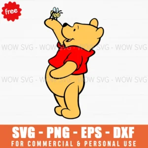 Free Winnie The Pooh Holding Sunflowers Svg