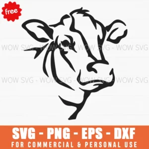 Free Artistic Cow Portrait Svg