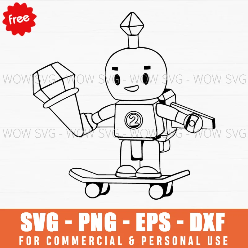 Free Roblox Robot On Skateboard Svg