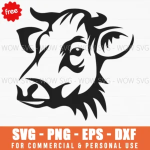Free Artistic Cow Head Svg