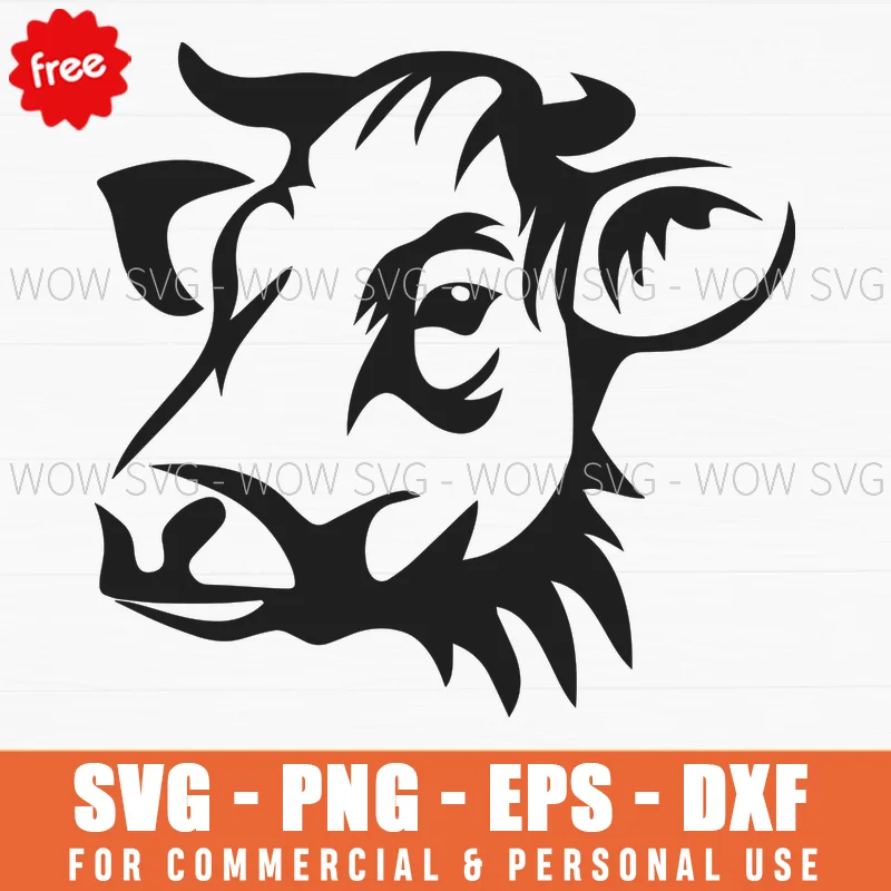 Free Artistic Cow Head Svg