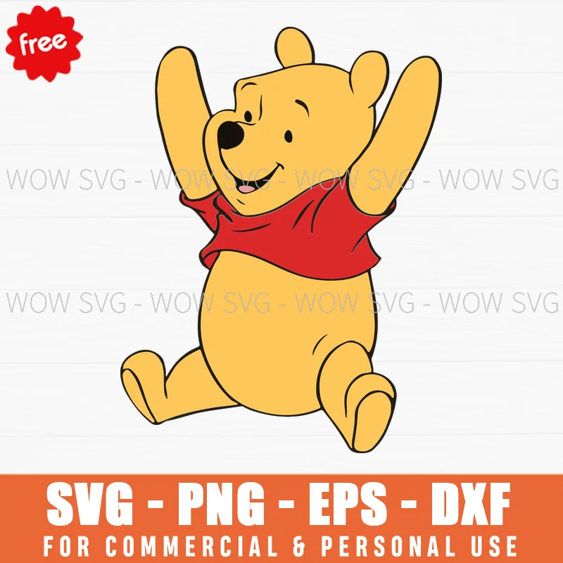 Free Winnie The Pooh Excited Celebration Svg