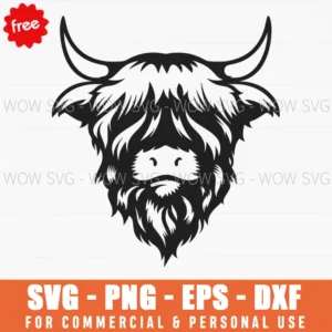 Free Shaggy Highland Cow Svg
