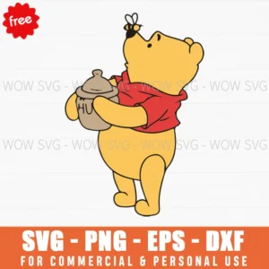Free Winnie The Pooh With Bee And Hunny Pot Svg