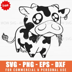 Free Chibi Cow Eating Grass Svg