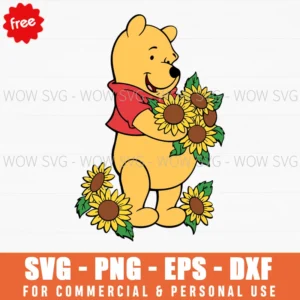 Free Winnie The Pooh Floating With Balloons Svg
