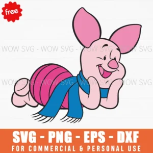Free Piglet In Blue Scarf Svg