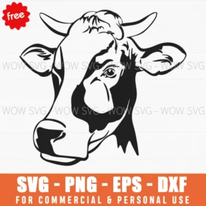 Free Realistic Cow Portrait Svg