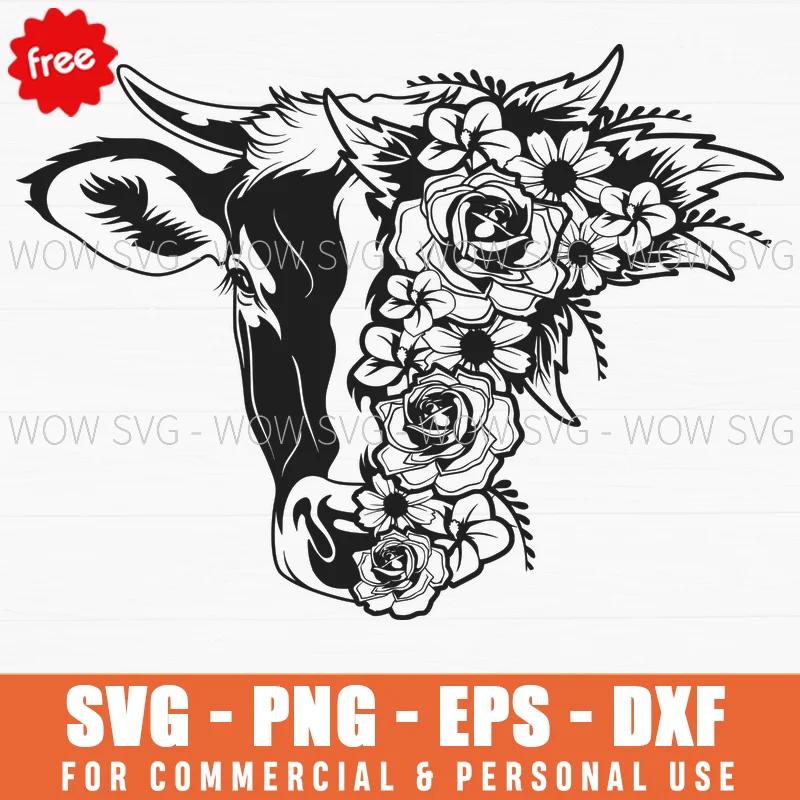Free Floral Cow Face Svg