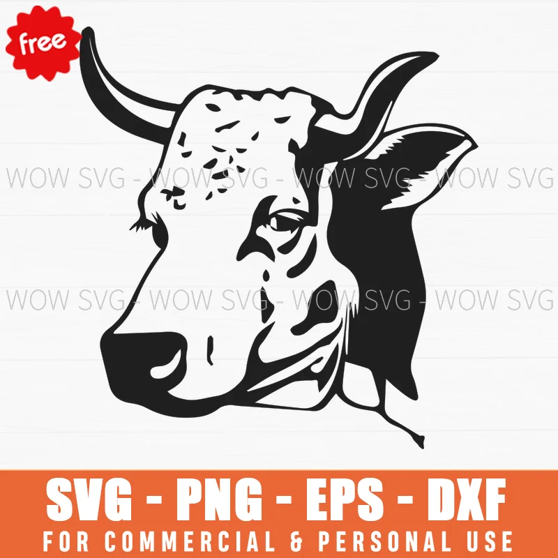 Free Sketch Style Cow Head Svg