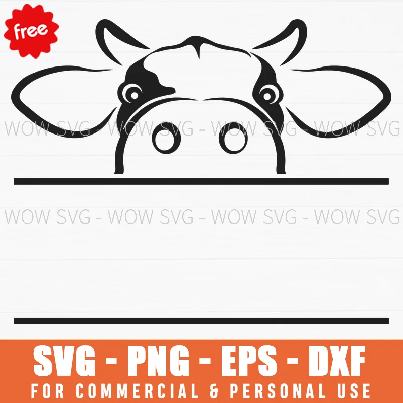 Free Peeking Cow Frame Svg