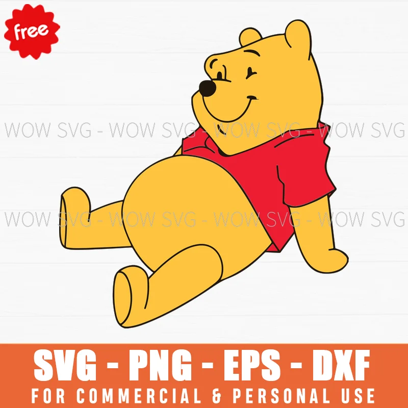 Free Happy Winnie The Pooh Sitting Svg