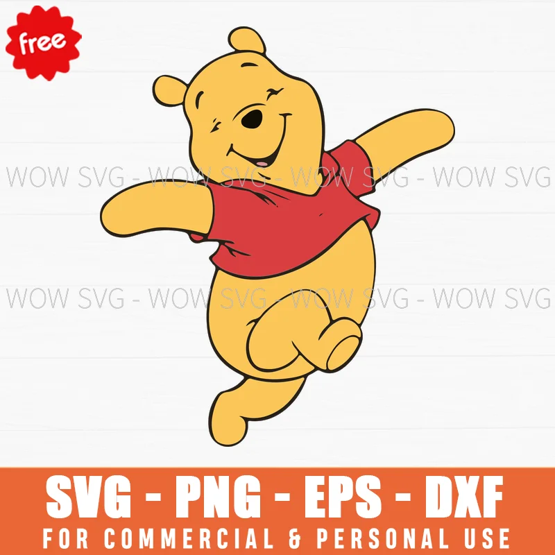 Free Winnie The Pooh Dancing Joyfully Svg