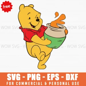 Free Winnie The Pooh Dancing With Hunny Pot Svg