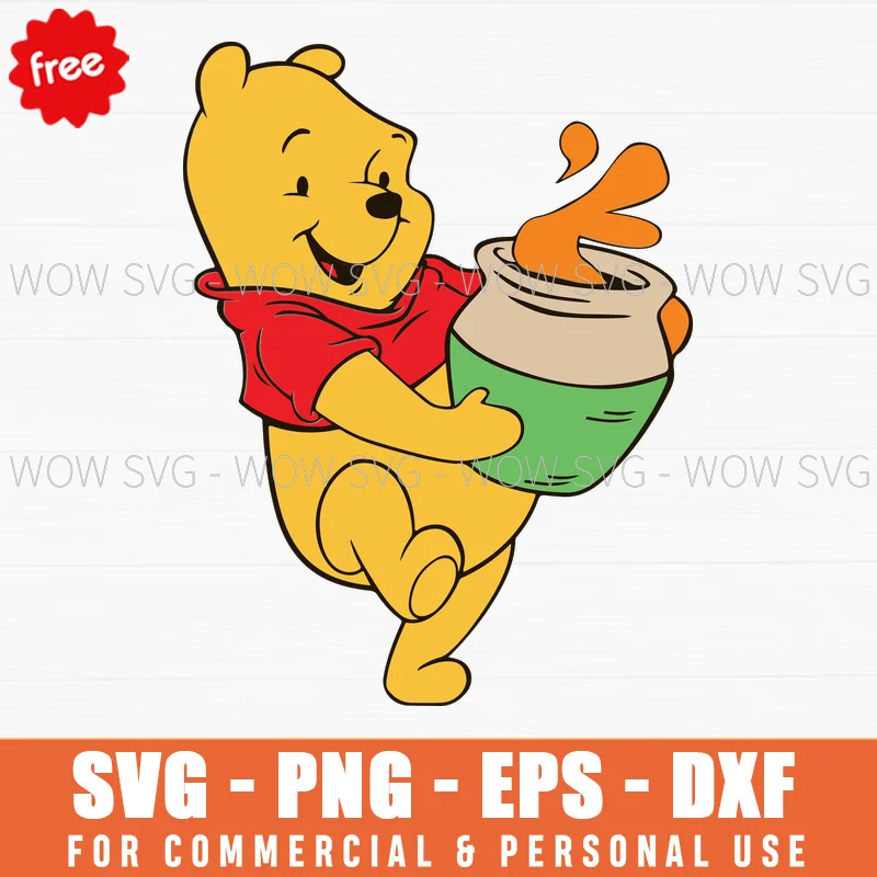 Free Winnie The Pooh Dancing With Hunny Pot Svg
