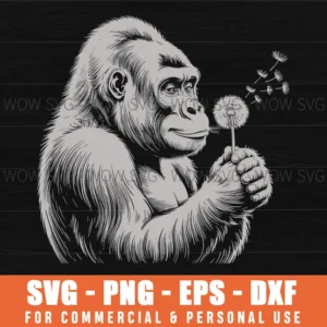 Blowing Wishes Funny Bigfoot Blowing Dandelion Vintage Art Svg Png