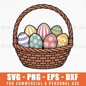 Easter Basket With Eggs Svg – Cute Cut File For Cricut & Silhouette