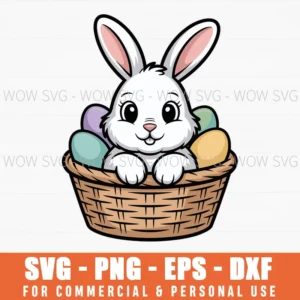 Bunny In Easter Basket Svg – Simple Diy Cut File For Easter Crafts