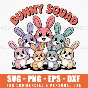 Bunny Squad Svg – Cute Group Bunny Easter Cut File For Diy Projects