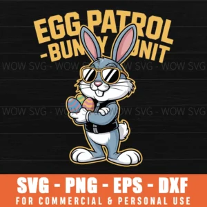 Egg Patrol Bunny Svg – Funny Easter Police Bunny Cut File For Cricut & Silhouette