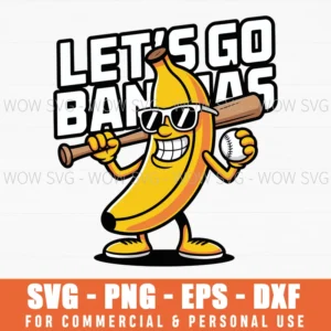 Lets Go Banana Retro Boys Kids Men Youth Teen Svg Png