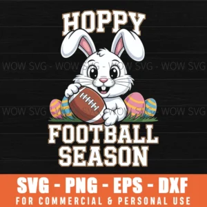 Hoppy Football Season Bunny Svg – Easter Bunny Holding Football Cut File