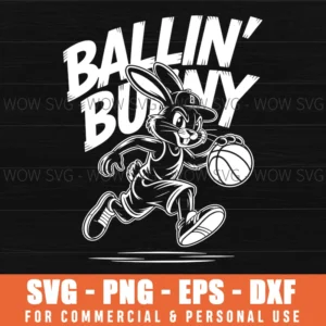 Ballin’ Bunny Svg – Easter Bunny Basketball Cut File For Cricut & Silhouette