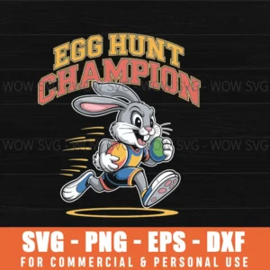 Egg Hunt Champion Bunny Svg – Athletic Easter Bunny Cut File For Cricut