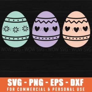 Three Pastel Easter Eggs Svg – Cute Cut File For Cricut & Silhouette