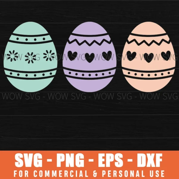 Three Pastel Easter Eggs Svg – Cute Cut File For Cricut & Silhouette