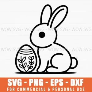 Minimalist Bunny With Easter Egg Svg – Simple Cut File For Diy Projects