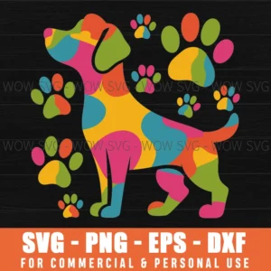 Rainbow Paw Print Dog Mom Svg – Colorful Pet Lover Layered Cut File For Cricut