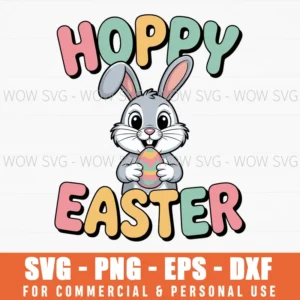 Hoppy Easter Svg – Cute Bunny With Egg Cut File For Diy Crafts