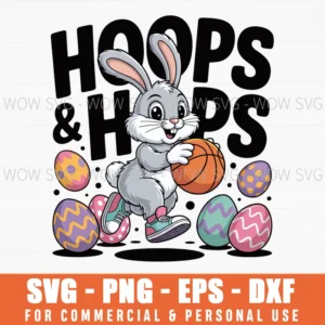Hoops & Hops Bunny Svg – Cute Easter Bunny Basketball Cut File