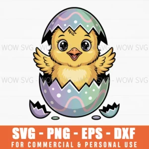 Cute Baby Chick Svg – Popping Out Of Easter Egg Cricut Cut File