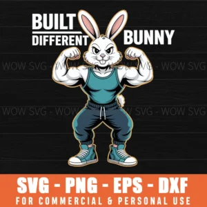 Built Different Bunny Svg – Strong Easter Bunny Fitness Cut File