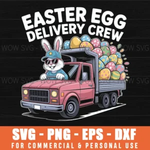 Truck Driver Bunny Svg – Easter Egg Delivery Crew Cut File For Cricut & Silhouette