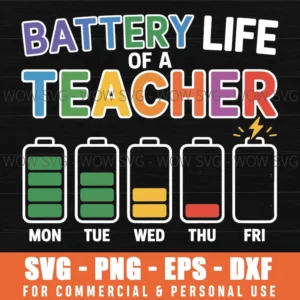 Battery Life Of A Teacher Funny School Teacher Appreciation Svg Png