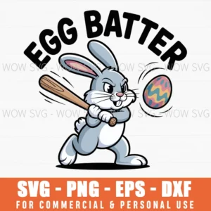 Egg Batter Bunny Svg – Funny Easter Baseball Bunny Cut File