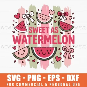 Sweet As Watermelon Svg Png, Cute Summer Fruit Cut File For Cricut, Retro Beach Svg Design