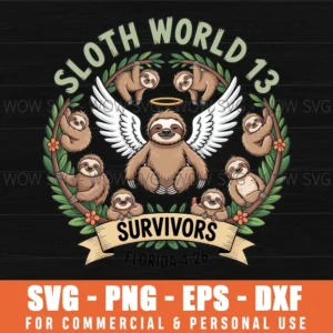 Sloth World 13 Survivors Design Svg Png