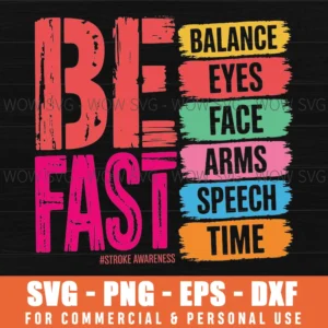 Vintage Stroke Awareness Be Fast Healthcare Worker Supporter Svg Png