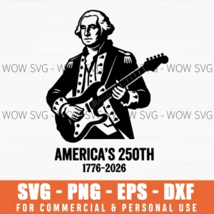 Americas 250th 1776-2026 Rock Music Patriotic Anniversary Svg Png Historical Figure Celebration Illustration