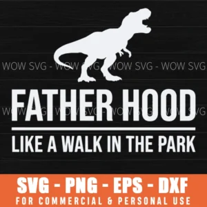 Fatherhood Like A Walk In The Park Dinosaur Dad Sarcastic Shirt Svg Png Files For Cricut Projects