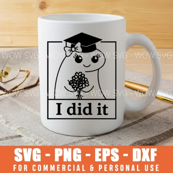 I Did It Graduation Flork Sticker Svg Png Character Mortarboard Flowers ...