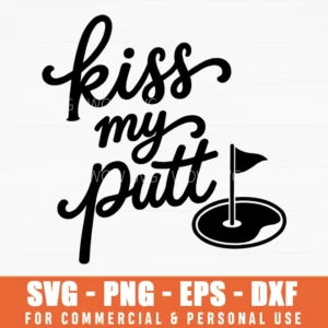 Kiss My Putt Golf Svg Png Neon Pink Cursive Sport Sublimation Print Funny Women Golfer Shirt Iron On Transfer