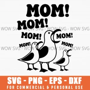 Mom! Shouting Seagull Shirt Svg Png Funny Bird Lover Gift Retro Beach Humor Apparel