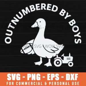 Outnumbered By Boys Goose Football Tractor Svg Png Boy Mom Sublimation File