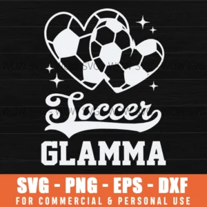 Soccer Glamma Heart Soccer Balls Grunge Sports Mom Gift Svg Png File