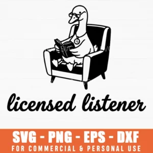 Licensed Listener Goose Reading In Armchair Whimsical Illustration Svg Png